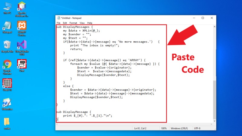 pegar código fuente sms perl