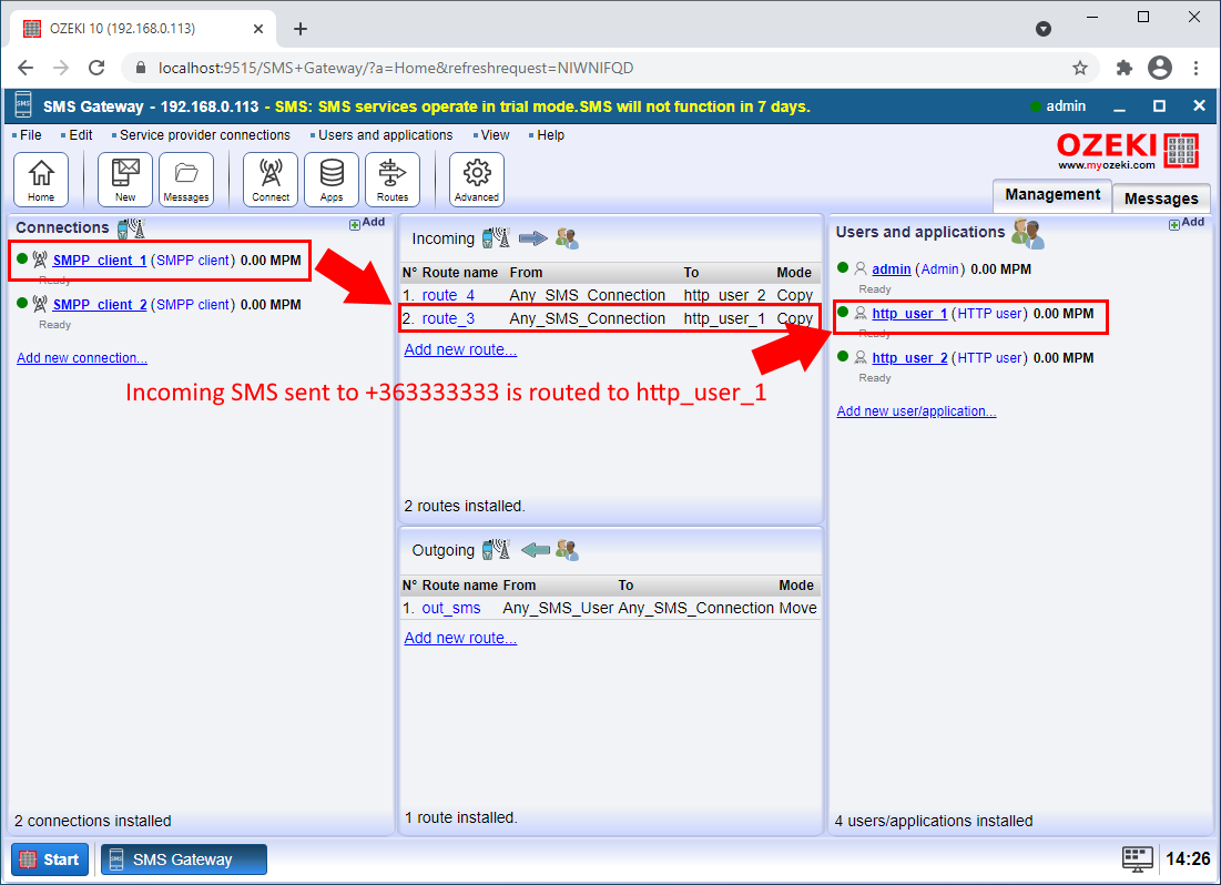SMS entrante enviado a +363333333 es enrutado a http_user_1