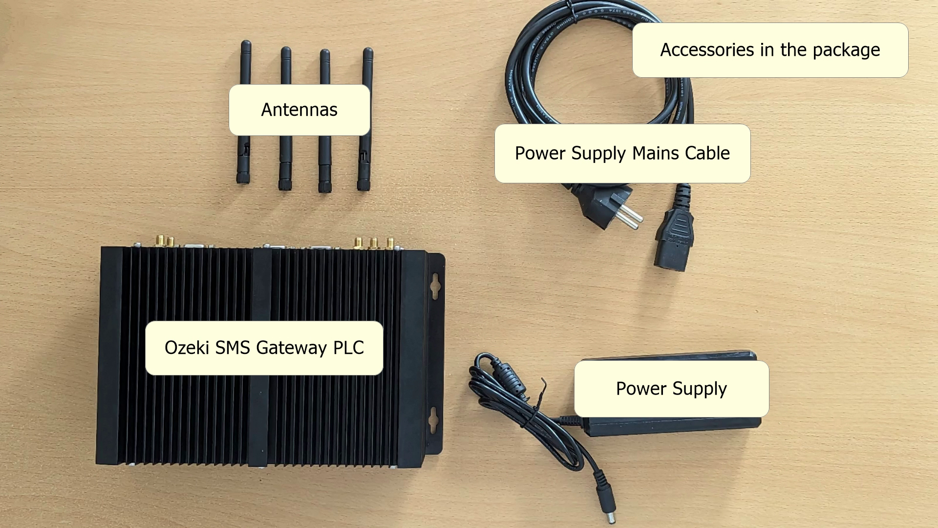 fuente de alimentación y adaptador de red antenas del ozeki sms gateway plc