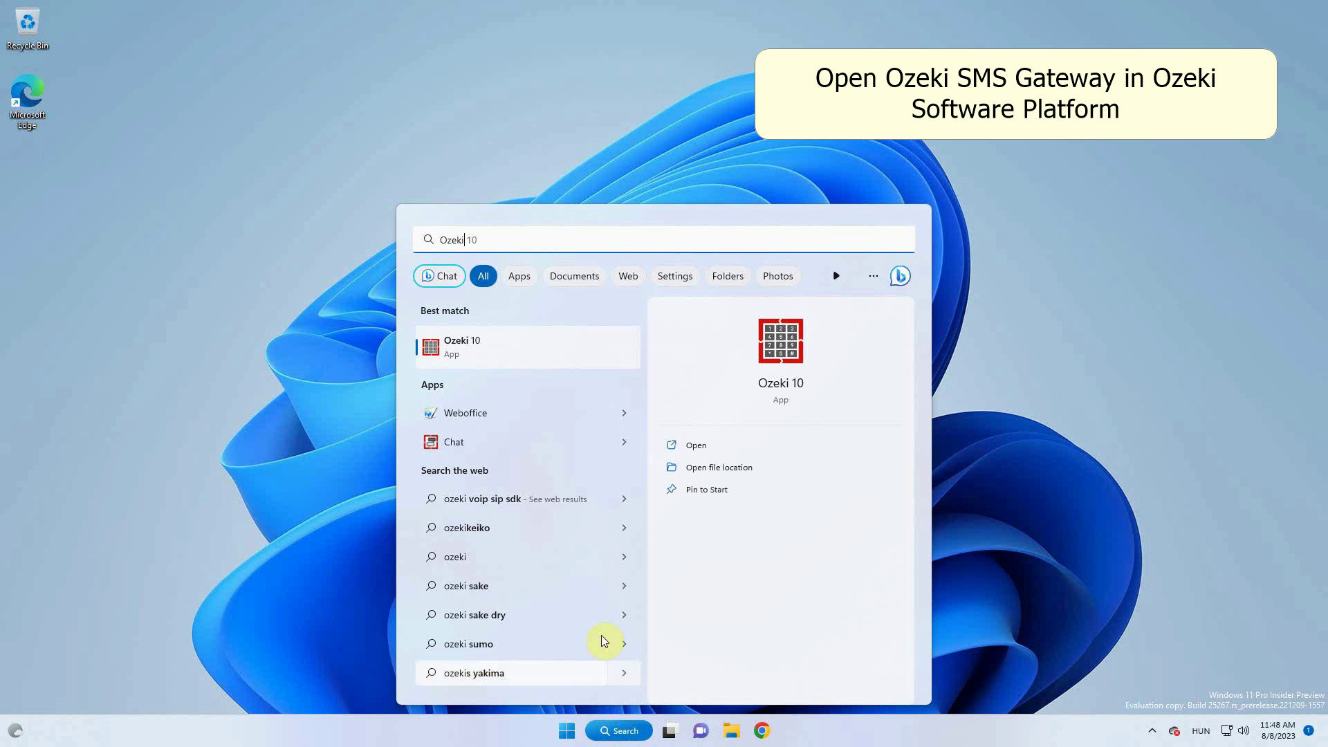 abriendo la plataforma de software ozeki