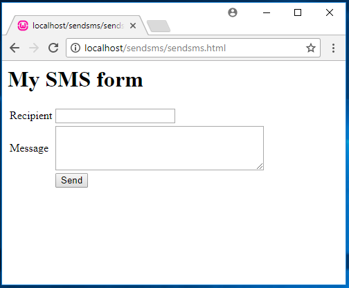 wie das SMS-Formular aussehen sollte