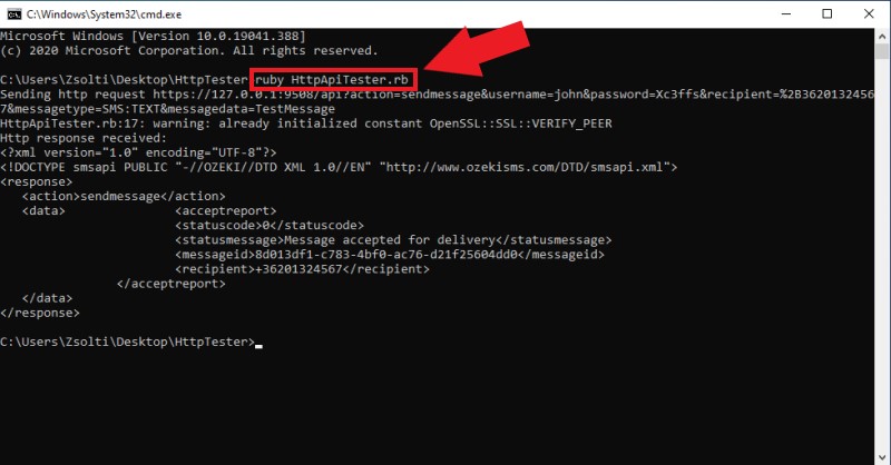 HttpApiTester.rb-Datei in cmd ausführen