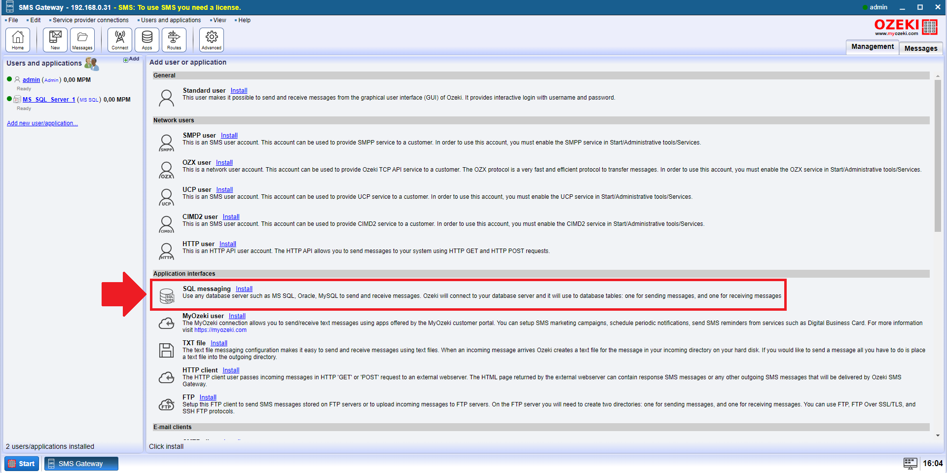 SQL-Messaging