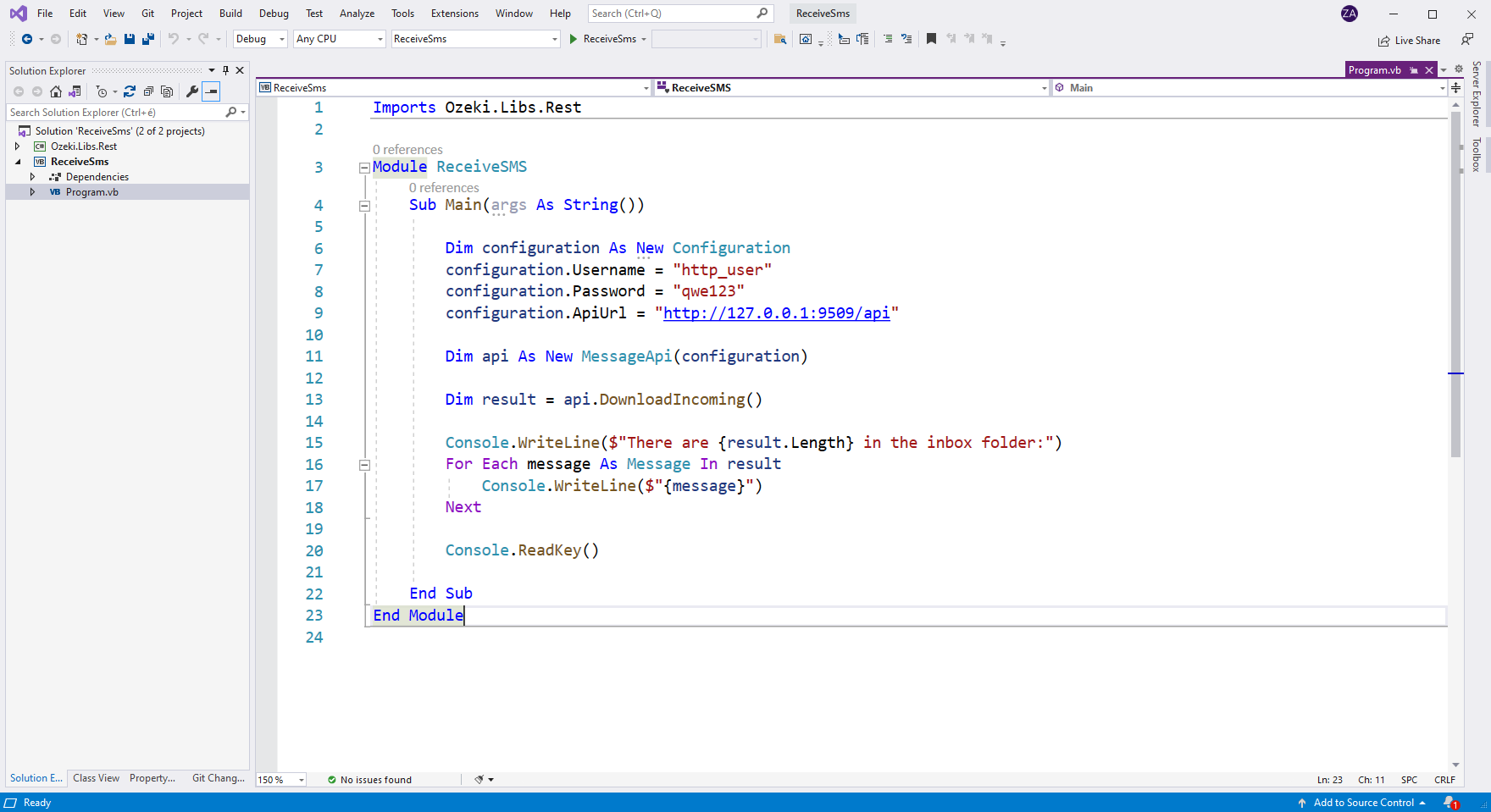 cómo recibir sms usando visual basic