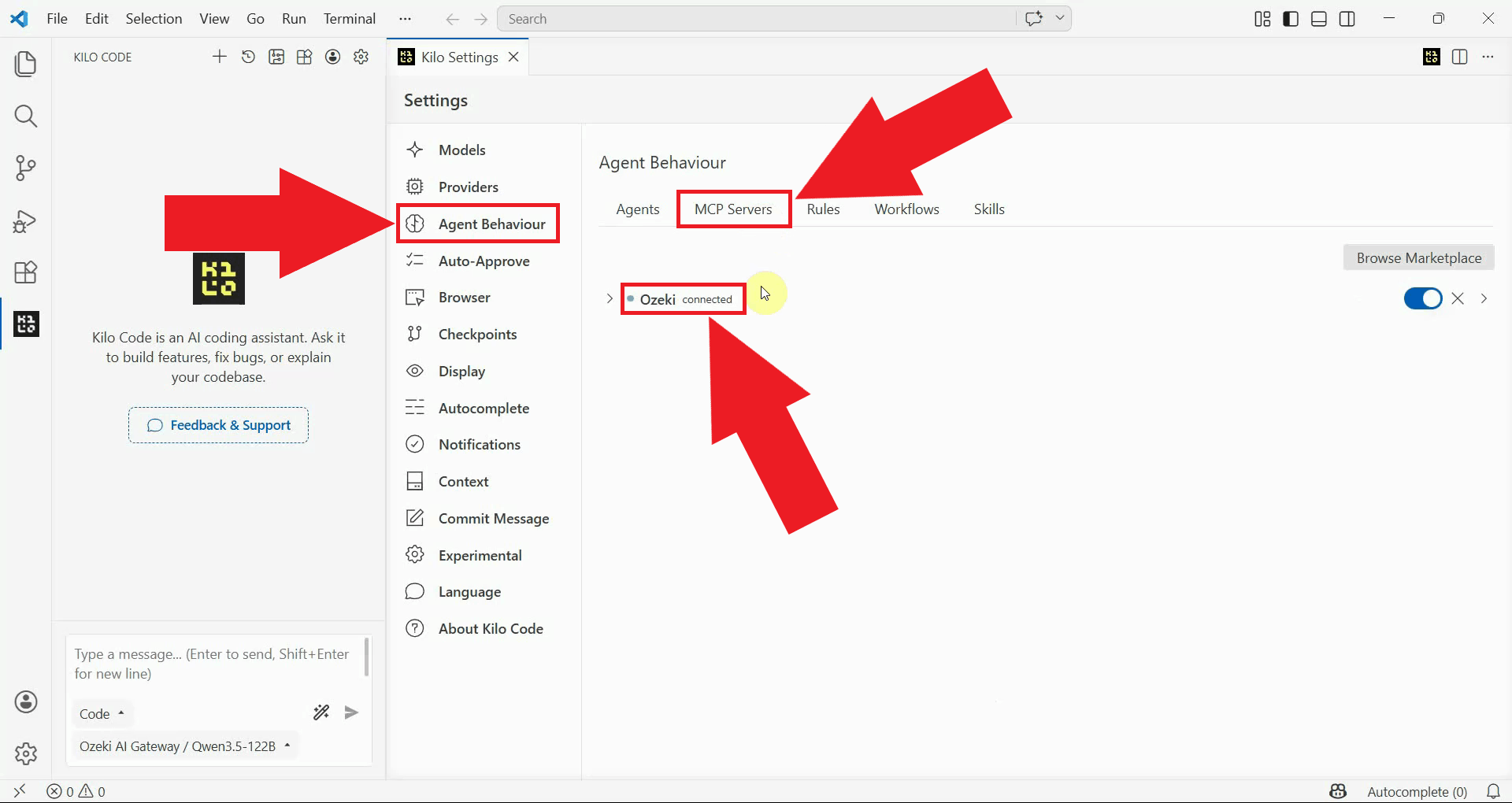 Verify the MCP connection in Agent Behaviour