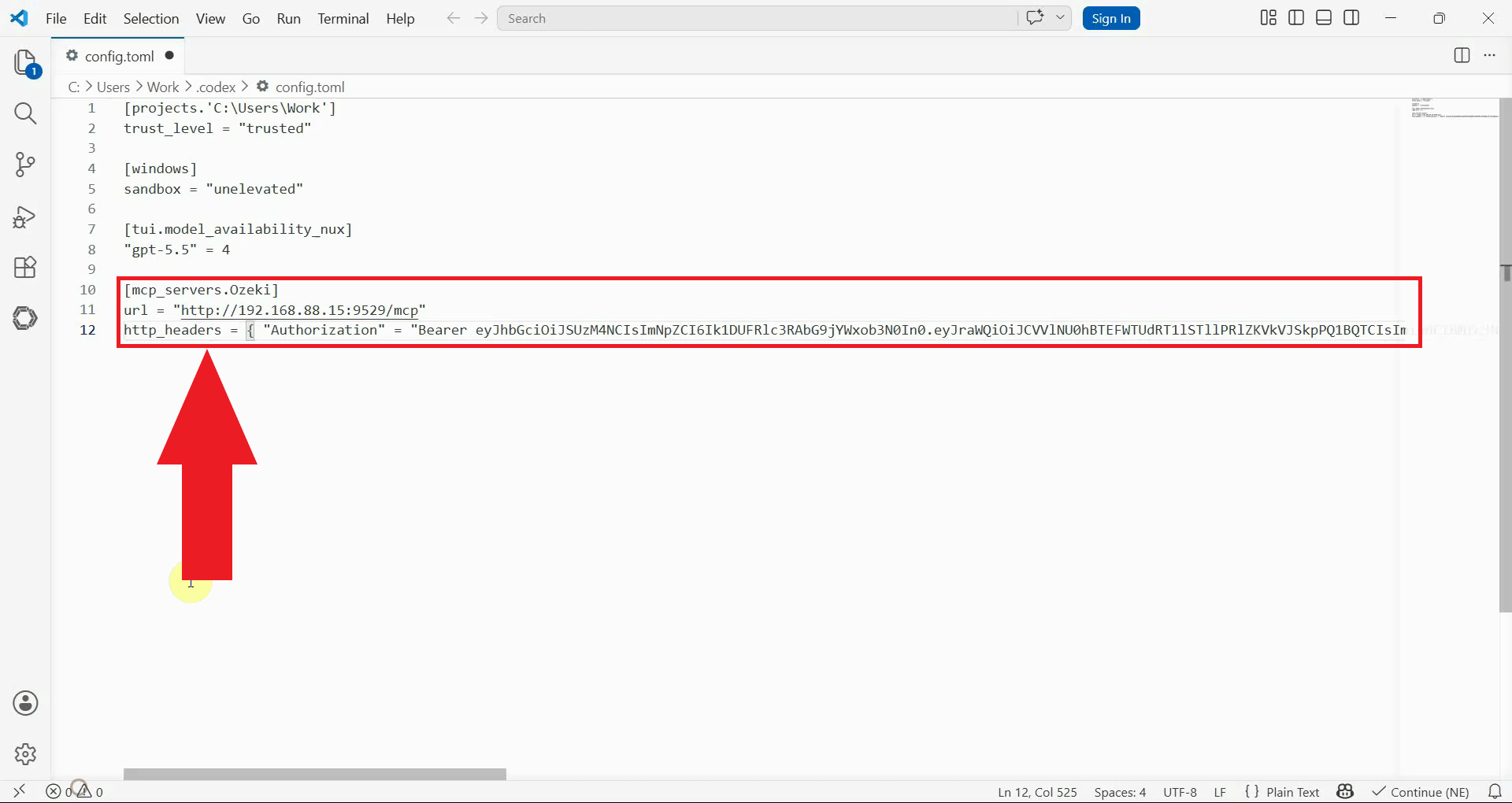 Add Ozeki SMPP SMS MCP Server config